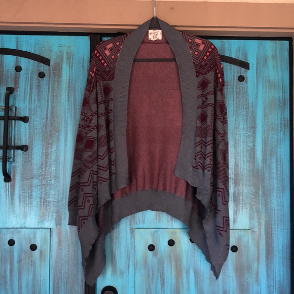 Hippie Rose Asymmetrical Tribal Aztec Print Cardigan Sweater - Picture 2 of 7
